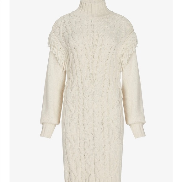 Express Cable knit fringe shoulder sweater dress. XS. NWT. - Picture 4 of 11